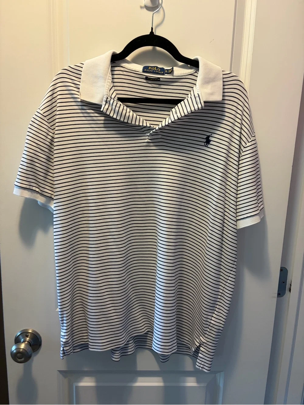 Ralph Lauren Black & White Striped Polo Tee